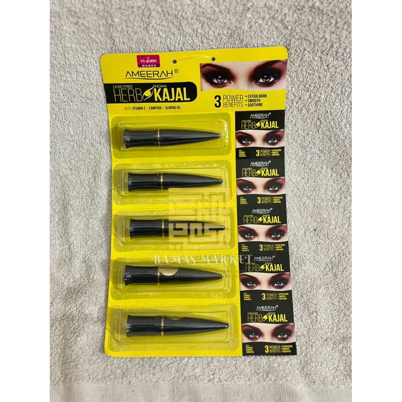 Celak Mata Ameerah Kajal Dengan Sensai Mint Waterproof Anti Air Hasil Hitam Diwajah Dari bahan Herb