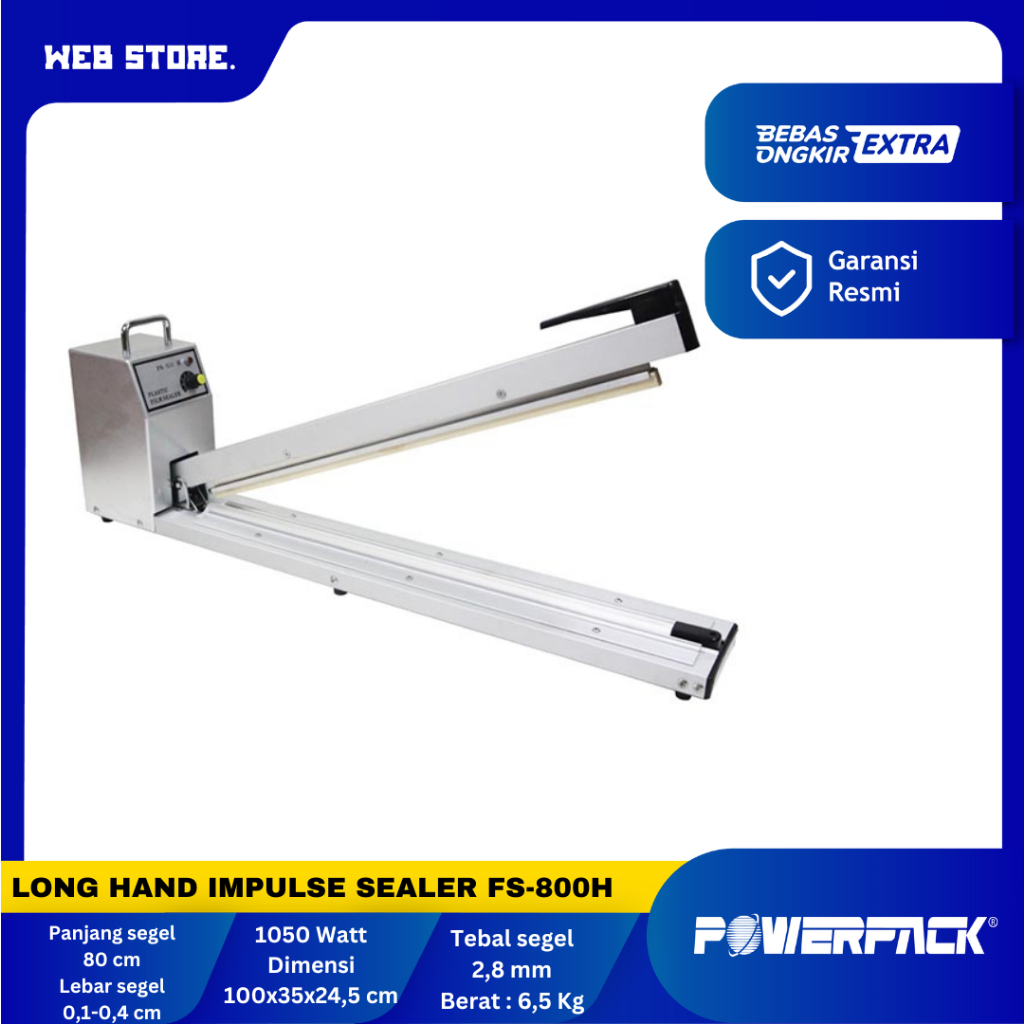 Mesin Press Plastik 50cm 60cm 80cm 100cm Impulse Sealer Laundry Alat Segel Foil Panjang POWERPACK FS