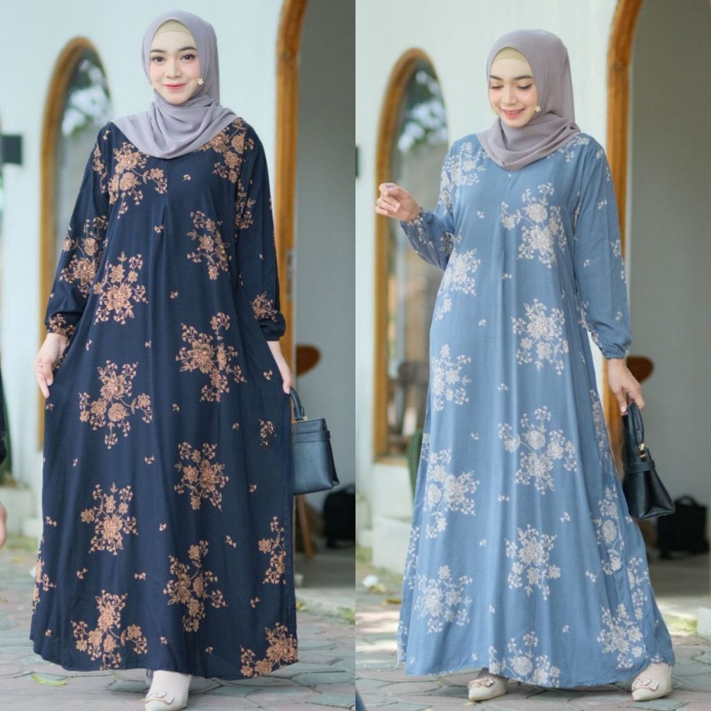 Daster Dress Maura Batik Cap Rayon Busui Resleting depan | Wanita Lengan Panjang | Kekinian