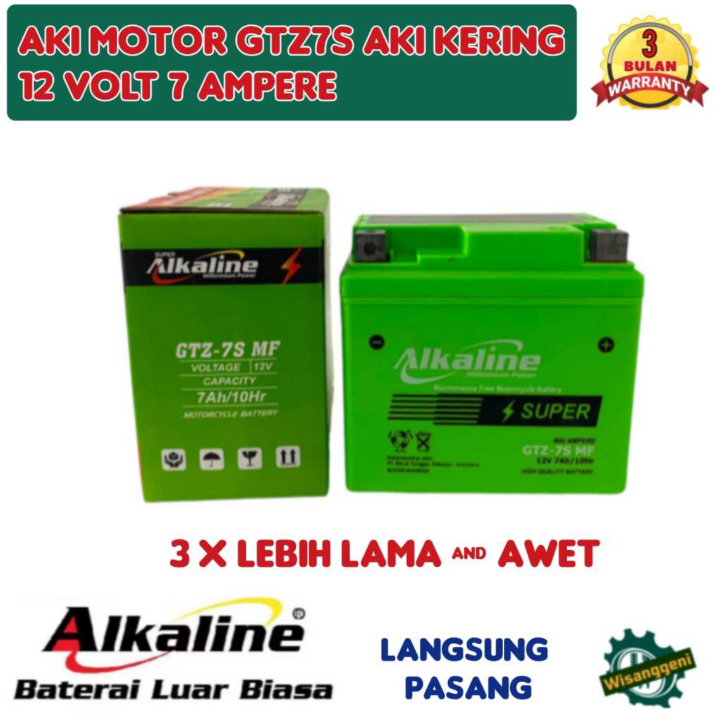 Aki Motor Vario 125/150 / Honda PCX /CBR 150/Supra GTR/Satria Fu/SONIC/NEW NMAX Alkaline GTZ7S  aki 
