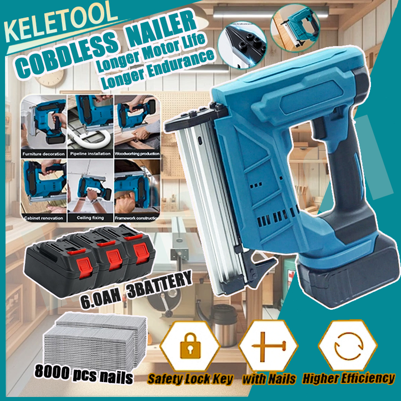 2 In 1 Pistol Paku Brad Listrik Tanpa Kabel Pistol Stapler Isi Ulang Alat-alat Listrik Pertukangan K