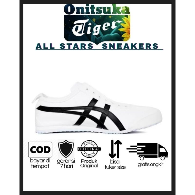 Sepatu sneakers / Sepatu Pria / Sepatu Wanita / Sepatu Onitsuka Tiger Mexico 66 SLIP ON White Black