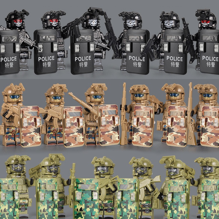 KODE I23C 1Set Mainan Balok Military Minifigure Army Swat Team Mainan Militer Minifigure Viral