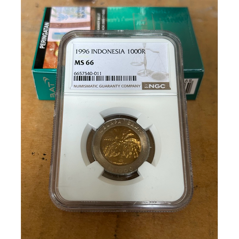 KOIN 1000 RUPIAH SAWIT 1996 SERTIFIKASI NGC MS 66