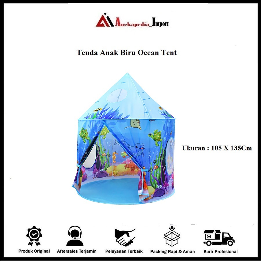 Tenda Anak Model Ocean Tent - Tenda Anak Rumah Ocean Tent Biru - Import - Tenda Anak - Tenda Mainan