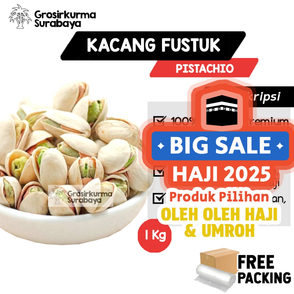 

KACANG FUSTUK 1KG 100% RENYAH Produksi Baru Rasa Istimewa Untuk Oleh oleh Haji Umroh MPASI Booster