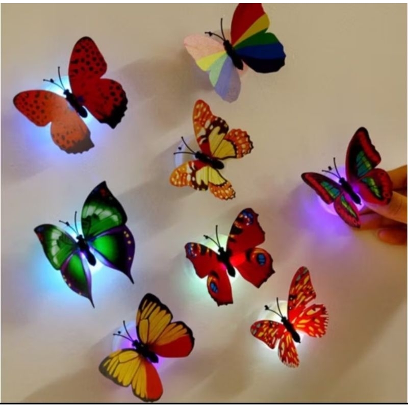 Lampu Kupu - Kupu LED /  Stiker 3D Motif Kupu - Kupu / 3D Wall Stiker LED
