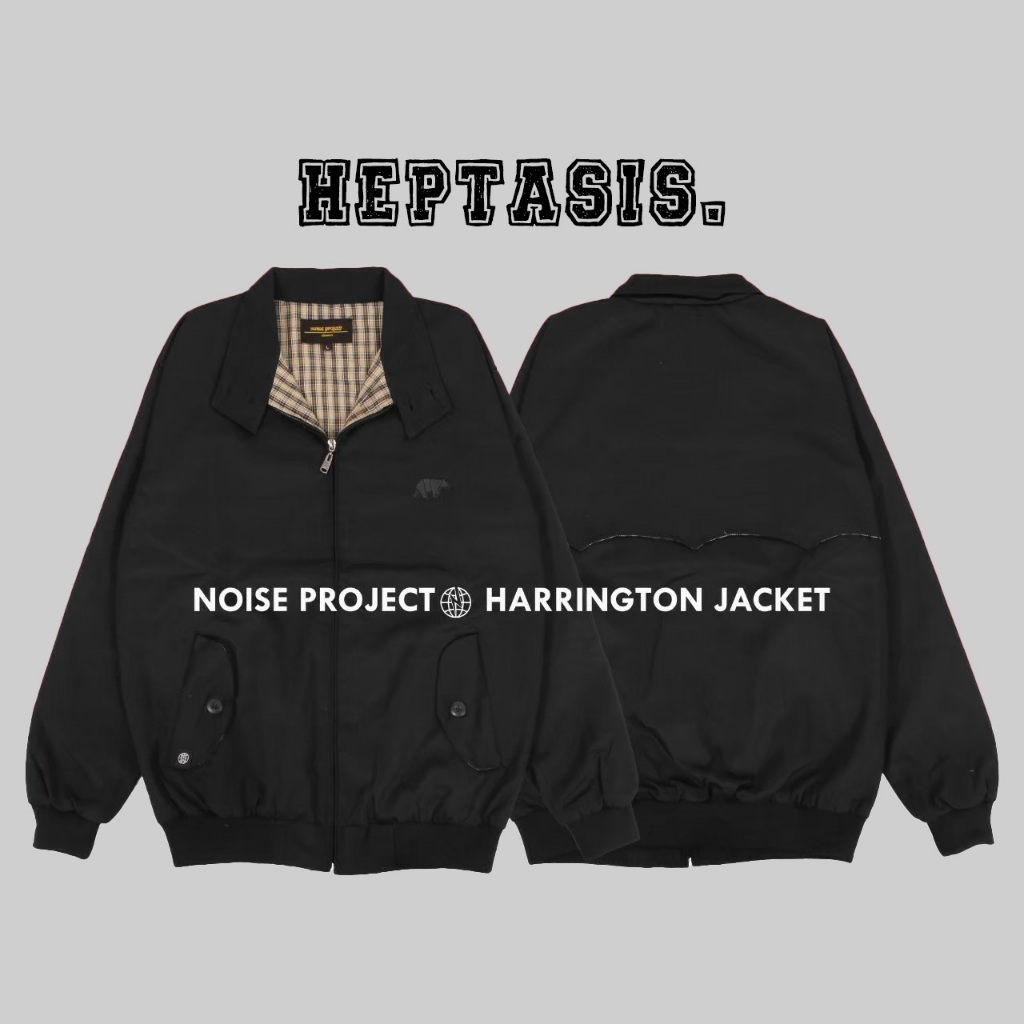 WOLV ORIGINAL Jacket Harrington Canvas Jumbo Pria - Jaket Vintage Harrington Black