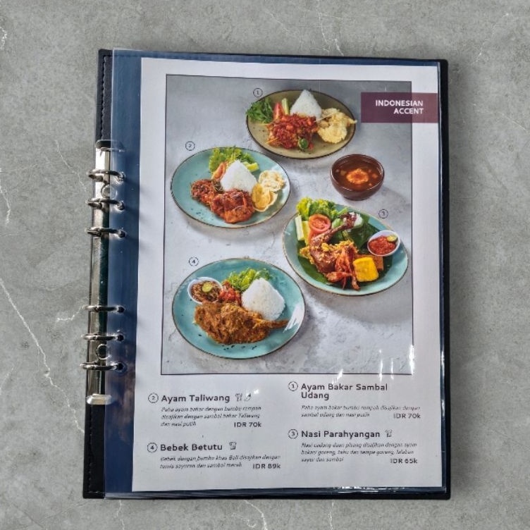 

KODE K34Z buku menu binder satu muka a4 siap kirim
