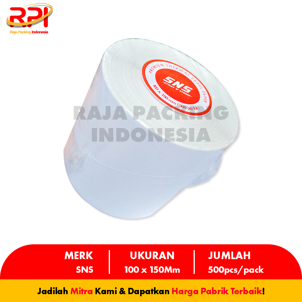 

LABEL THERMAL / KERTAS THERMAL / STICKER THERMAL 100x150 mm A6 500 Lembar RAJA PACKING INDONESIA