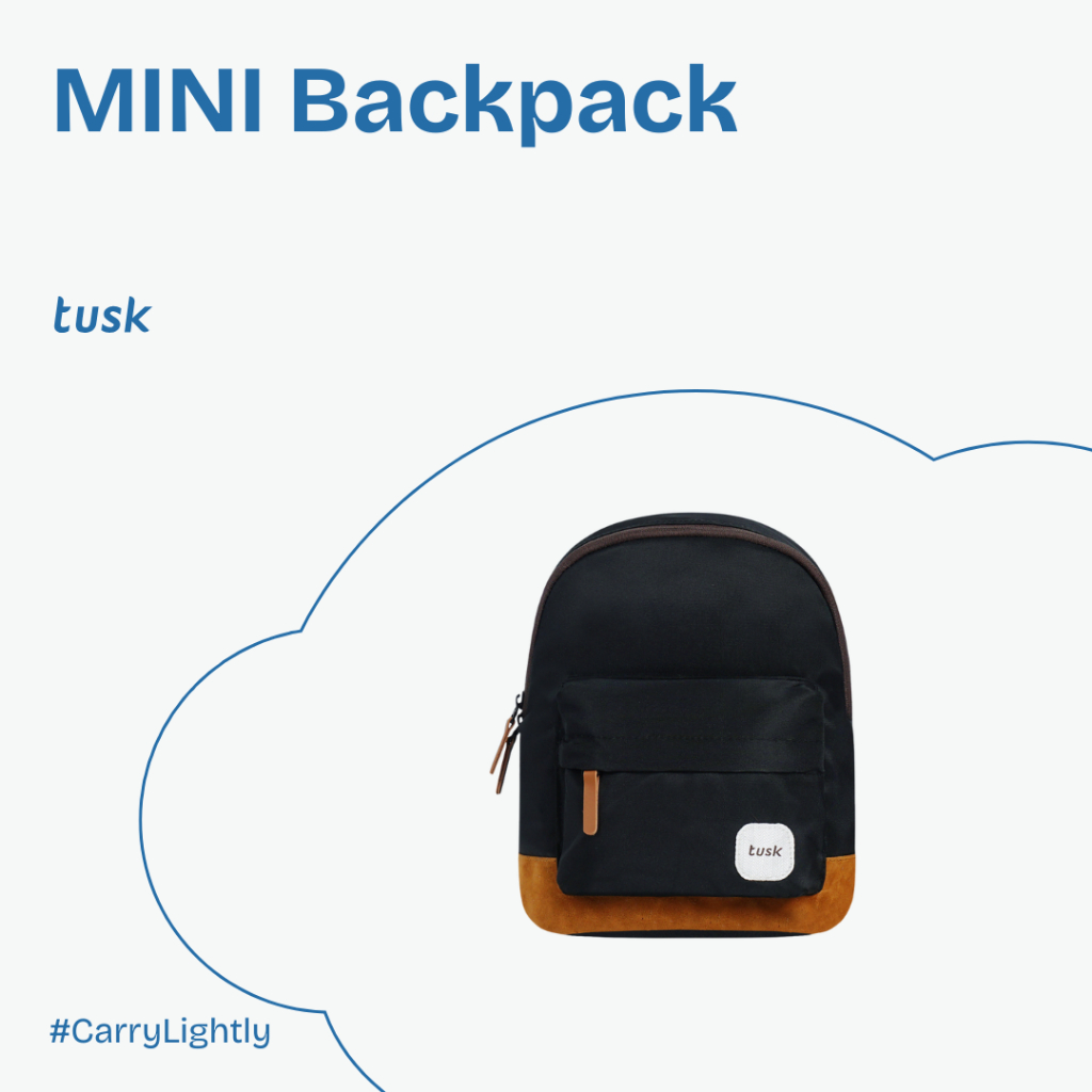 Tusk Tas Ransel Mini Backpack  Black Tas Pria Wanita Gendong Traveling