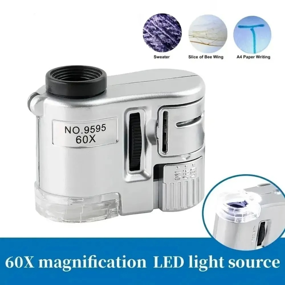

Mikroskop Mini Portable Microscope Pocket 60X Handheld Magnifying Glass Mini Pocket UV Magnifier 60X Illuminated Microscope Portable Handheld Jeweler Magnifier With LED Light Mini Pocket Magnifying Glass For Home And Office Mikroskop Mini Pocket