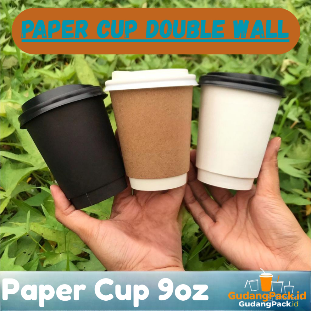 Paper Cup Double Wall 9oz / Gelas Paper Cup 9 oz Tebal Dobel Wall DW