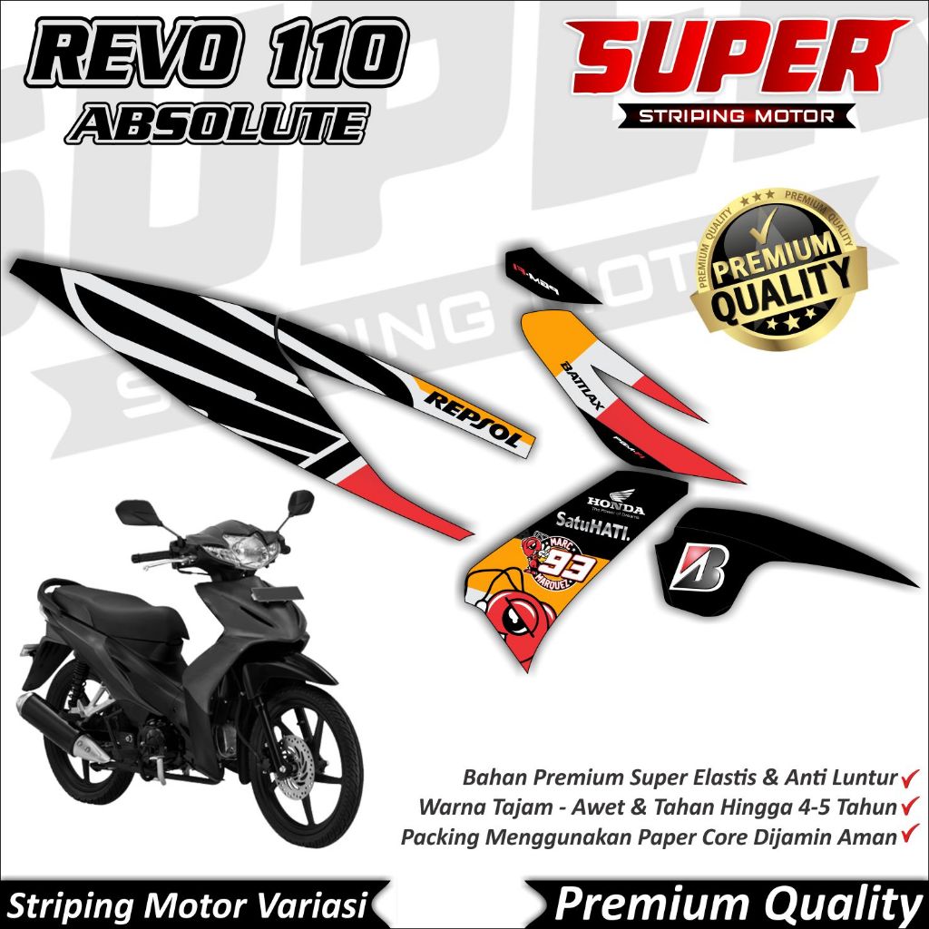 Stiker Revo Absolute Anti Luntur keren Striping Revo Absolute Striping Honda Revo Absolute Repsol