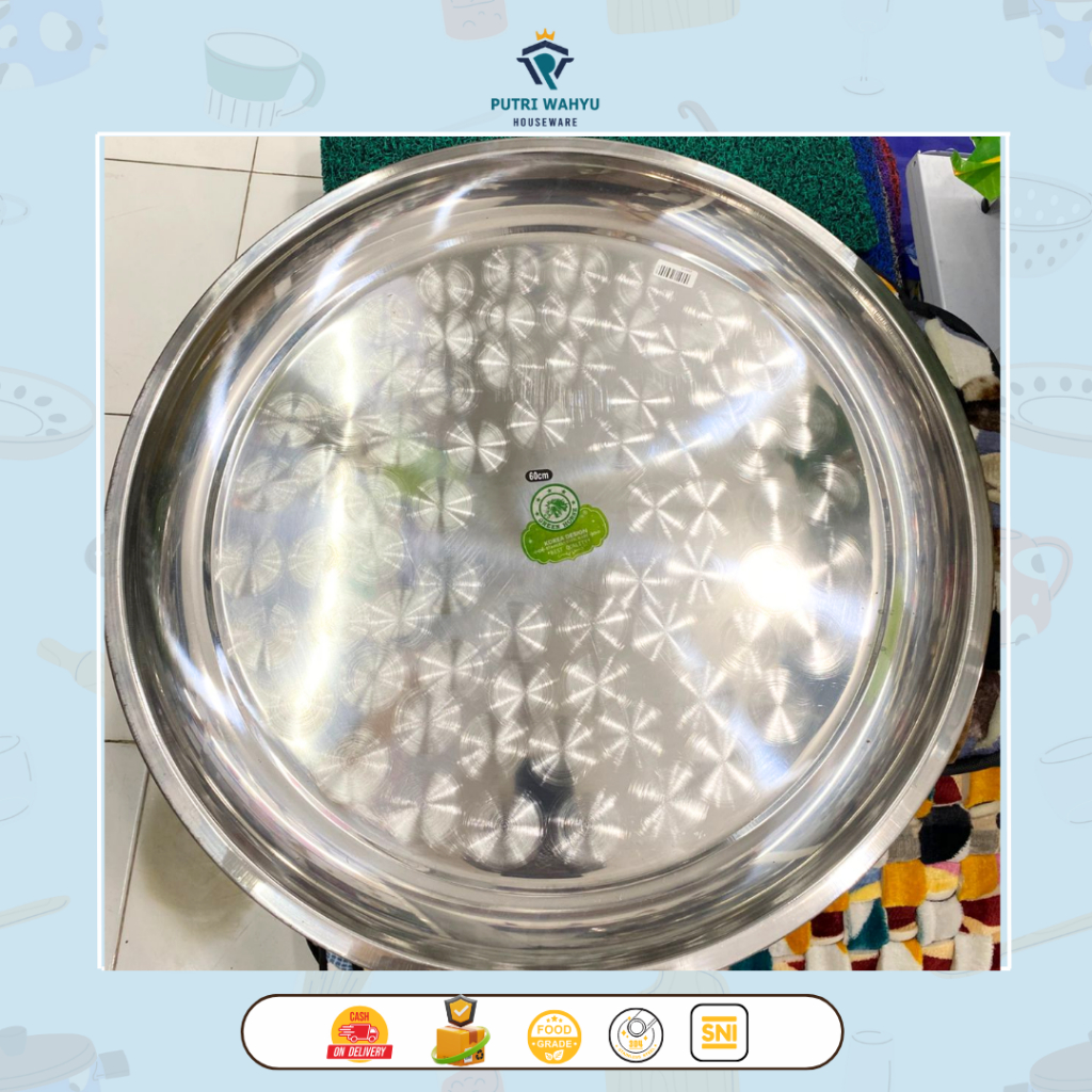 Talam Stainless 52cm – Nampan Bulat Besar Tahan Karat & Food Grade
