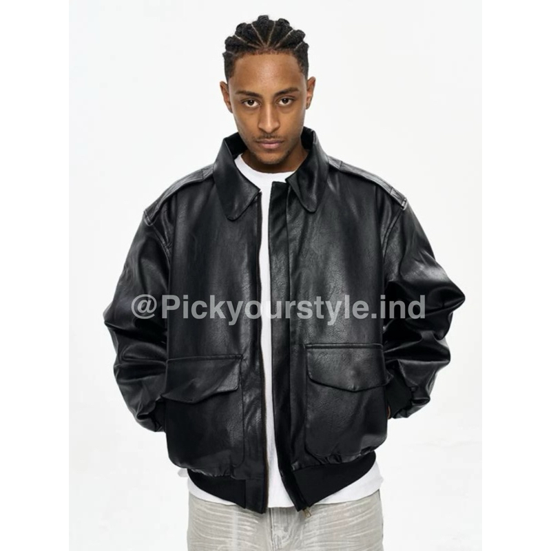Jaket kulit boxy leather jacket jaket kulit pria jaket kulit cowok jaket kulit wanita [UNISEX]