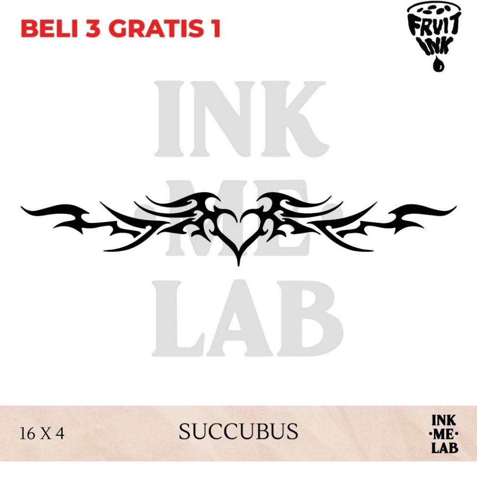 KODE V38G INKMELAB  SUCCUBUS 1 Fruit Ink Temporary Tattoo 4X16CM  Tato Temporer Semi Permanen Tahan 