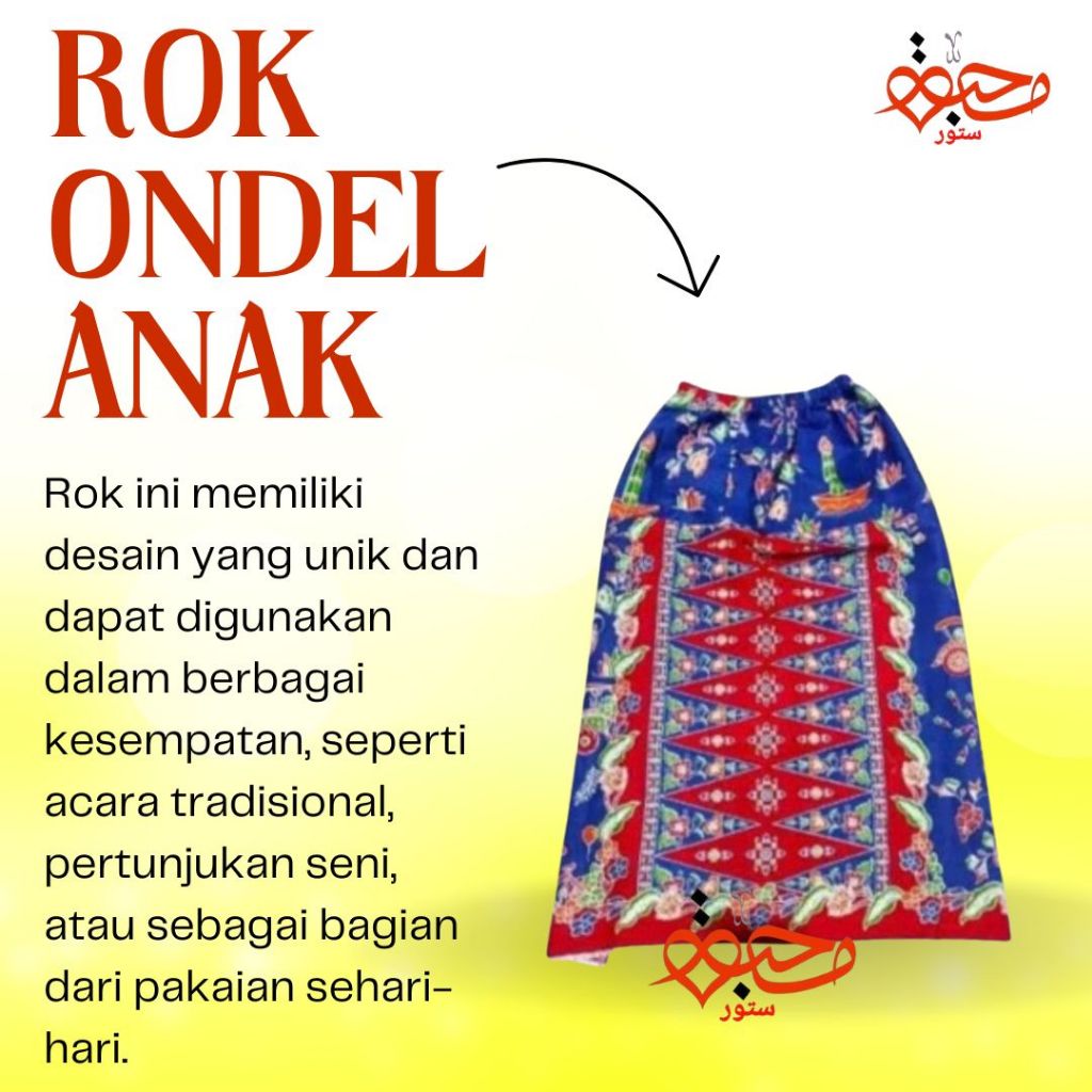 Rok Anak Motif Ondel Ondel Betawi Rok Tumpal Anak Rok Adat Betawi
