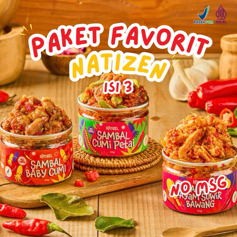 

Nambel - Paket Favorit NAtizen - Sambal isi 3 - NO MSG - Sambal Lauk