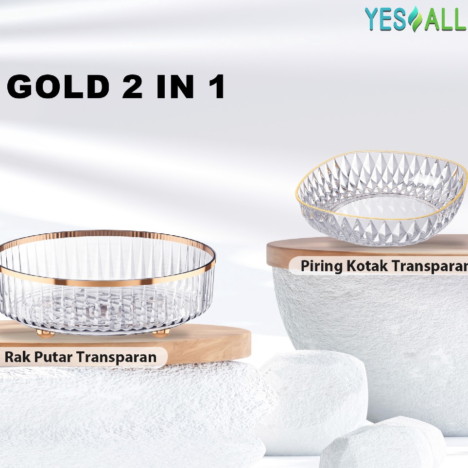 KODE N38X BUY1GET1 YESALL Rak Kosmetik  Piring Saji Transparan Aesthetic  Rak Putar Tempat Make Up T