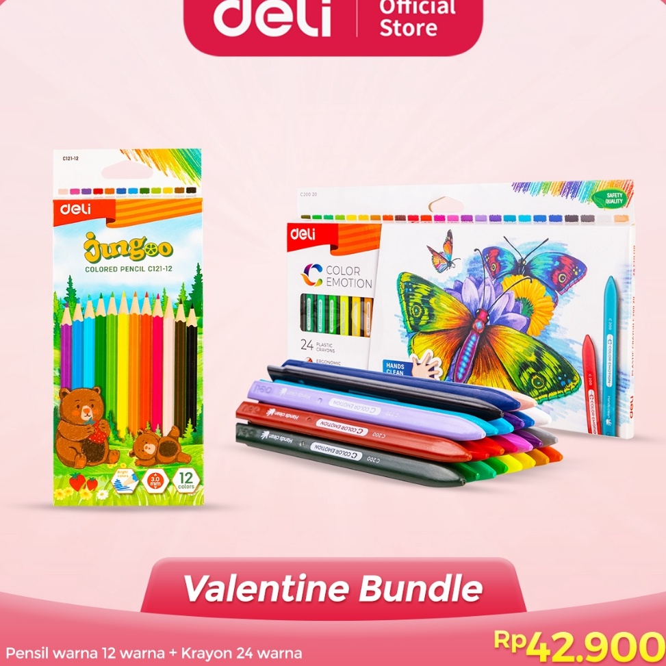 

KODE D15J PAKET Deli Edisi Valentine 1 Set Pensil Warna 12 Warna 1 Set Krayon 24 Warna VAL2254