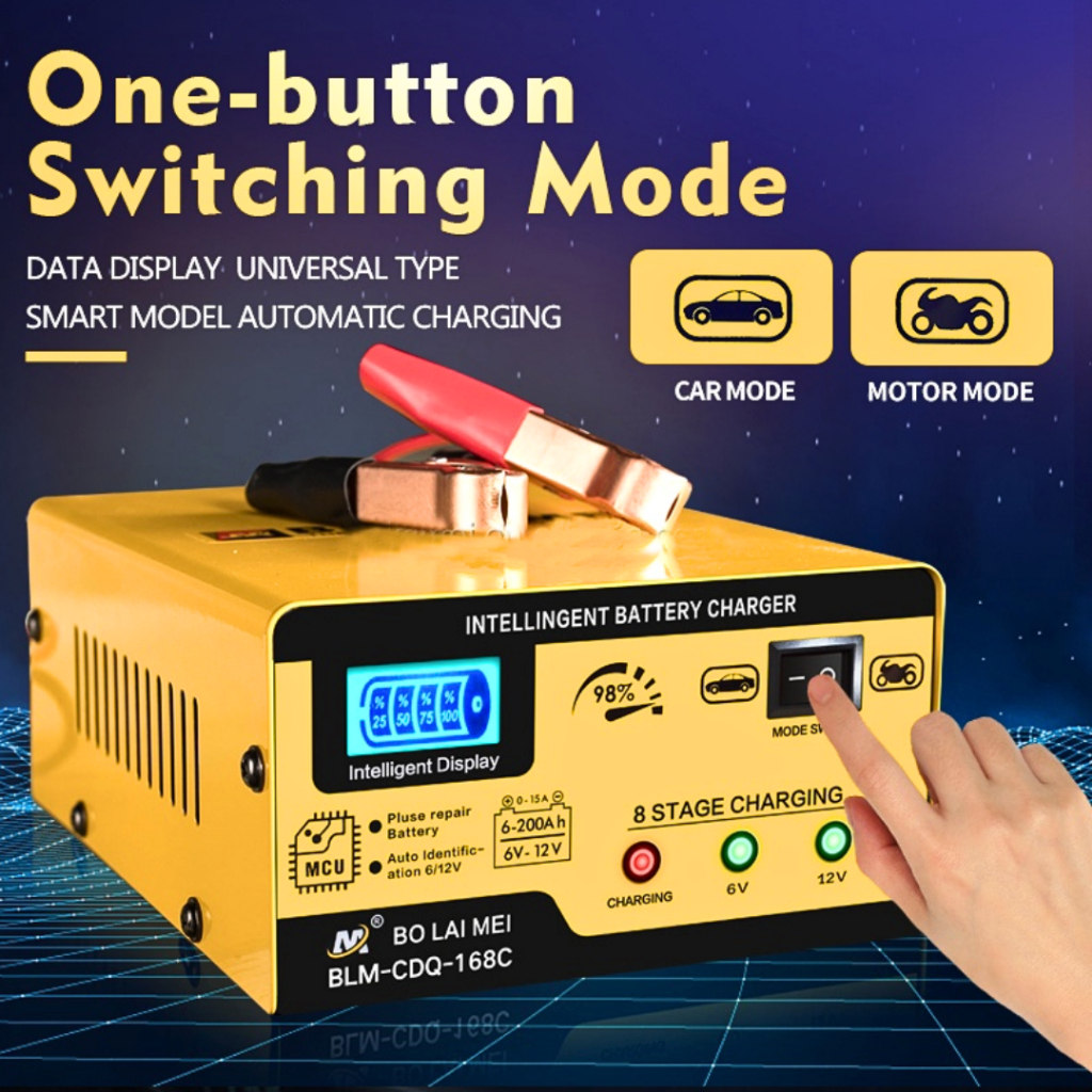 MALL OTOHEROES BO LAI MEI Cas Charger Aki Mobil motor 12 - 24 volt otomatis kering basah 15A CDQ-168