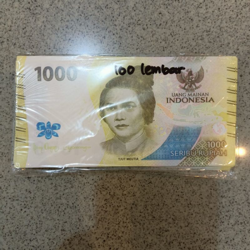 Uang kertas mainan kasir 1000 seribu rupiah versi baru