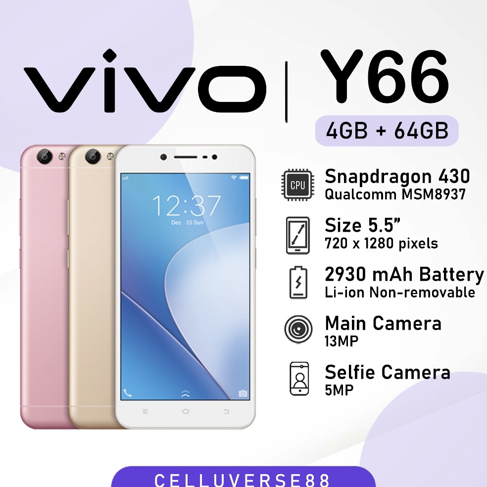 KODE E95N HP VIVO Y66 RAM 464GB 4G Smartphone Android GARANSI