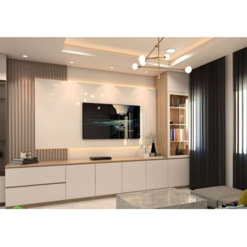 FURNITURE BACKDROP TV MINIMALIS MODERN 1 SET, KABINET TV, LEMARI TV
