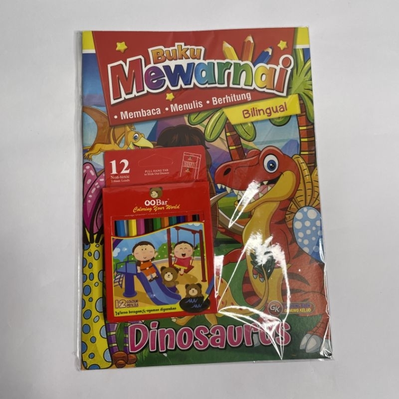 

paket buku mewarnai + pensil warna
