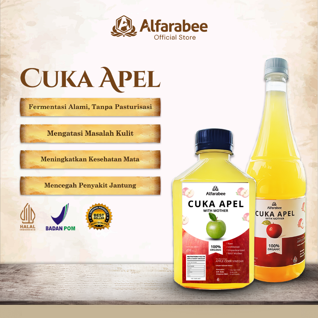 

Alfarabee - Cuka Apel Original | Apple Vinegar Asli 100% Murni Tanpa Campuran Untuk Kesehatan