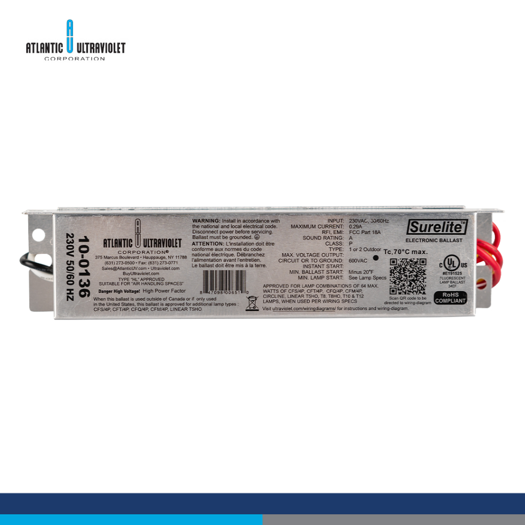 Atlantic Ultraviolet Ballast Ultraviolet MP22A, MP36C, MP49C