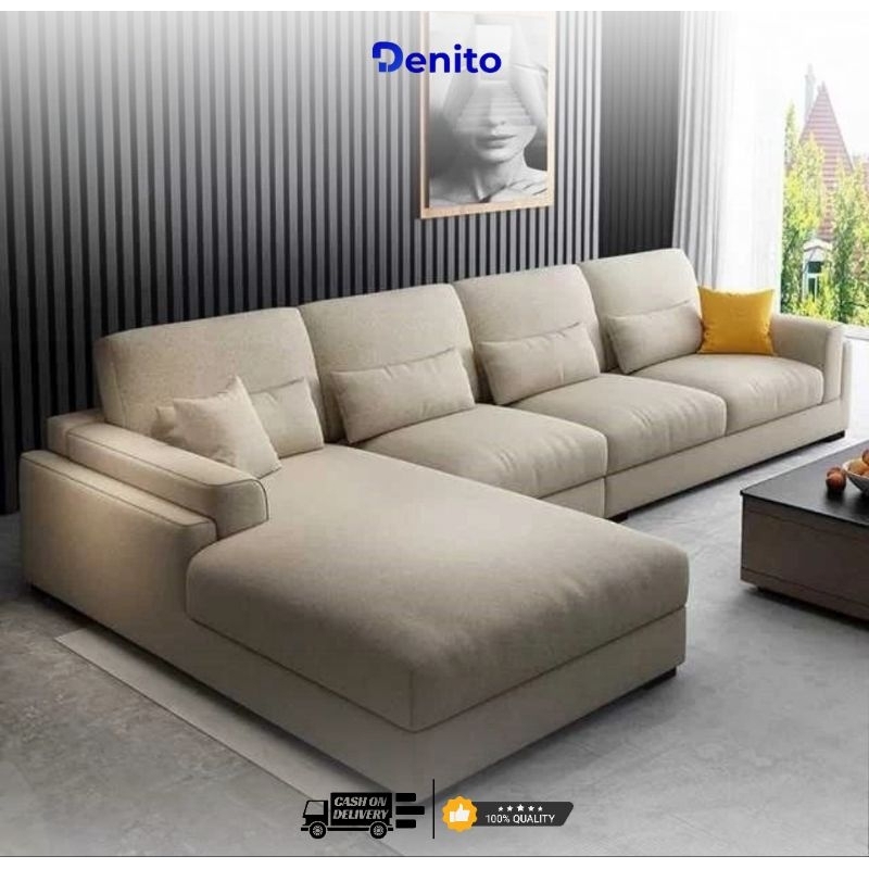 Sofa Minimalis Letter L Ruang Tamu Bludru Mewah