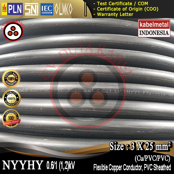 Kabel NYYHY 3x25 mm2 METAL /3 x 25 mm2/3x25mm2/3x25 mm/3x25mm/3 x 25