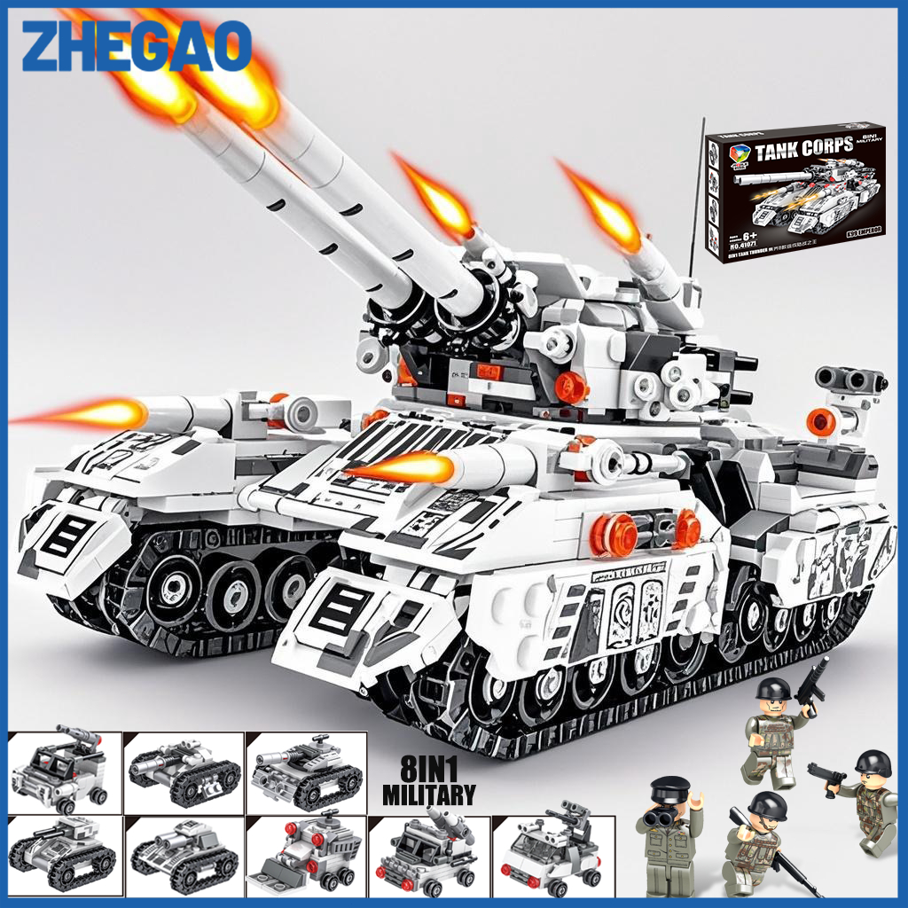 NEW PRODUCT ZHEGAO 1032PCS BRICK TANK TEMPUR MILITER MODEL BLOCK BRICK PARTIKEL BESAR MAINAN TANK