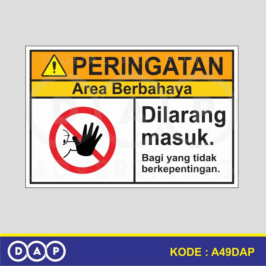 

A49- Acrylic Sign, Stiker Akrilik Area Berbahaya Dilarang Masuk, , Tahan Air, Termurah, Bisa Custom