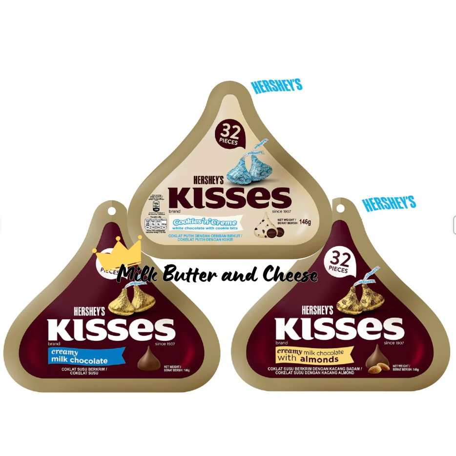 

Hershey's Kisses 32 pcs 146 gr Cookies & Cream / Almond / Milk Chocolate Coklat