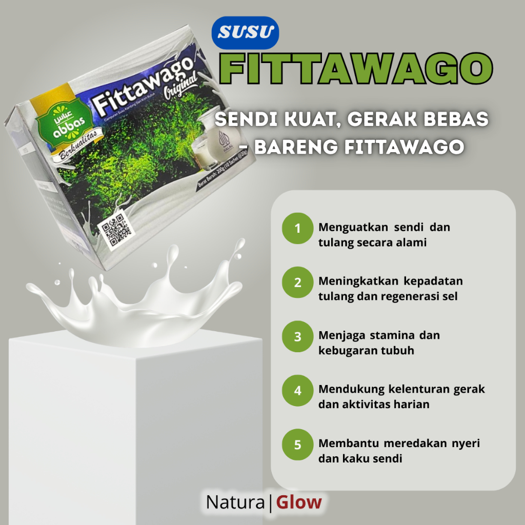 

SUSU KAMBING FITTAWAGO - susu kambing bubuk plus daun kelor original 10 sachet perbox
