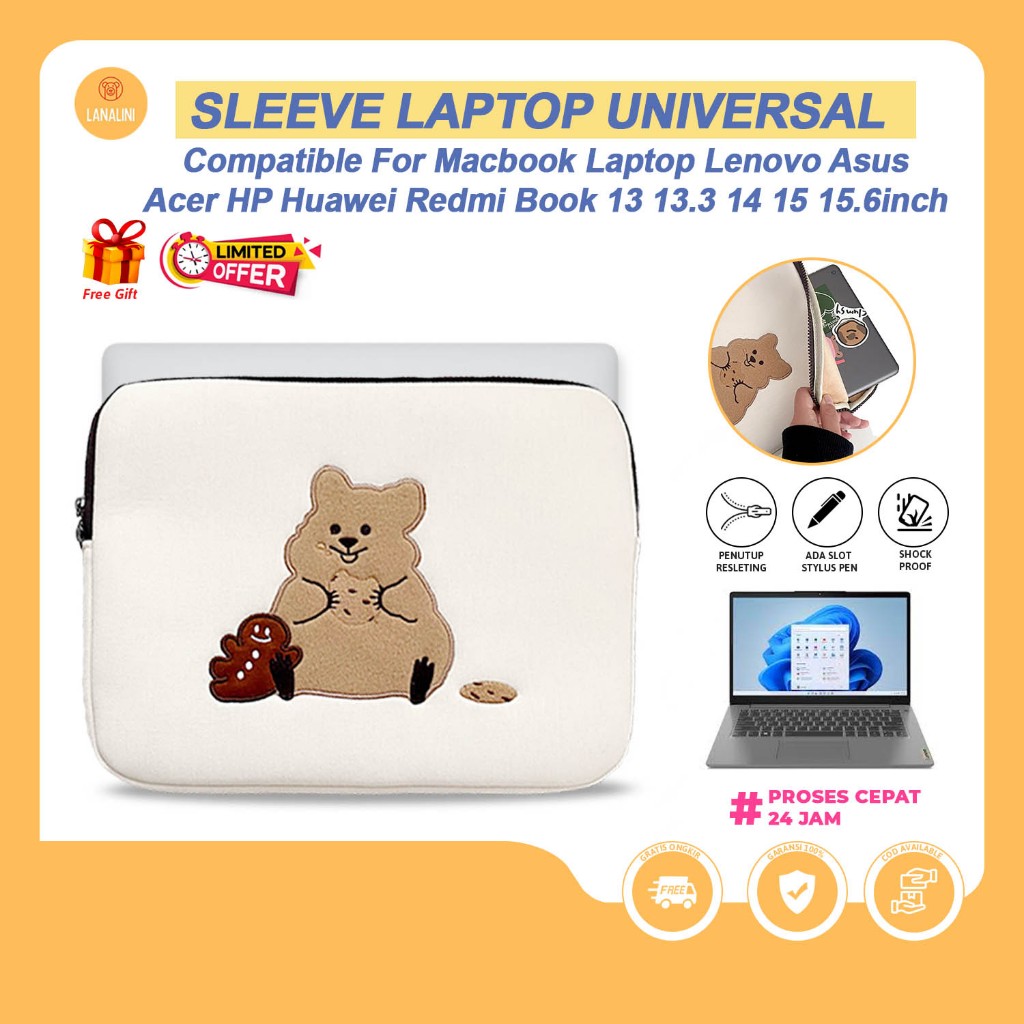 Tas Sleeve Laptop Computer Pouch Hand Carry Bag Case Apple Macbook Air Pro M4 M3 M2 M1 MAX 2024 2023