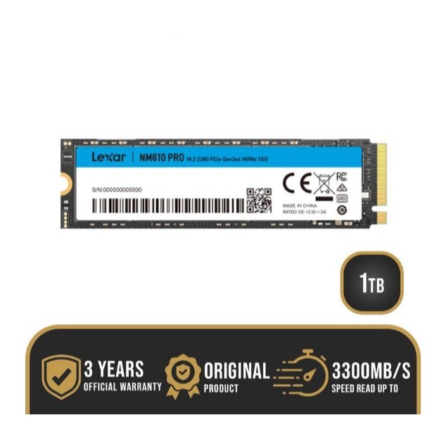 Lexar SSD NM610 PRO Pcie 3.0 NVMe M.2 1TB - LNM610 1 TB