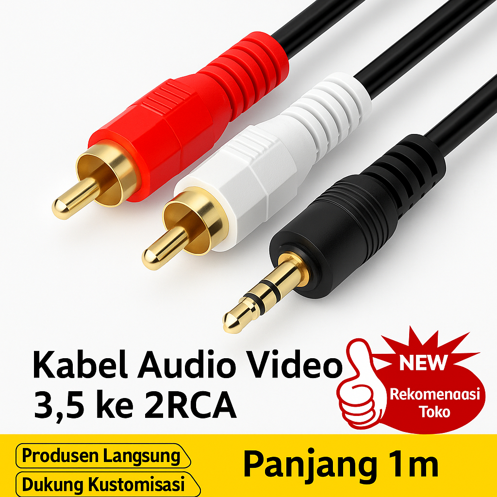 Kabel AUX 3.5mm 1 Meter - Audio Jack Male to Male - Kabel Musik laptop/pc ke Speaker