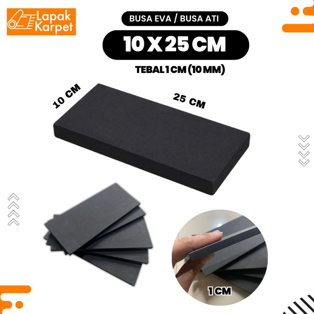 Busa Eva / Busa Ati / Sponge Eva / Eva Foam / Ukuran 10x25 cm / Tebal 1 cm (10 mm) / Busa Ati Serbag