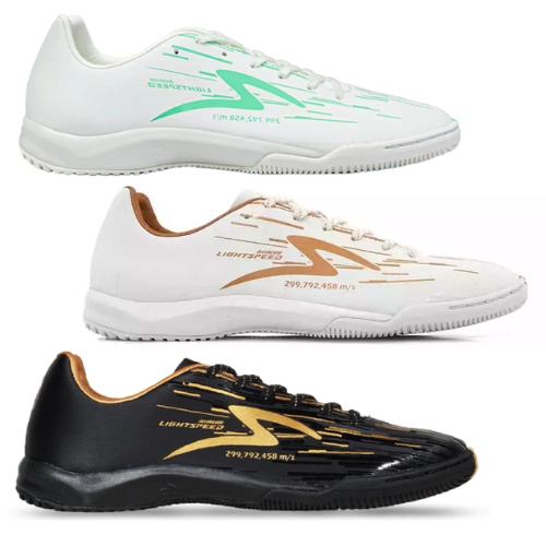 Futsal Specs Lightspeed Sepatu Futsal Anak dan Sol Karet Indoor Hitam Emas Lightspeed Reborn In Blac
