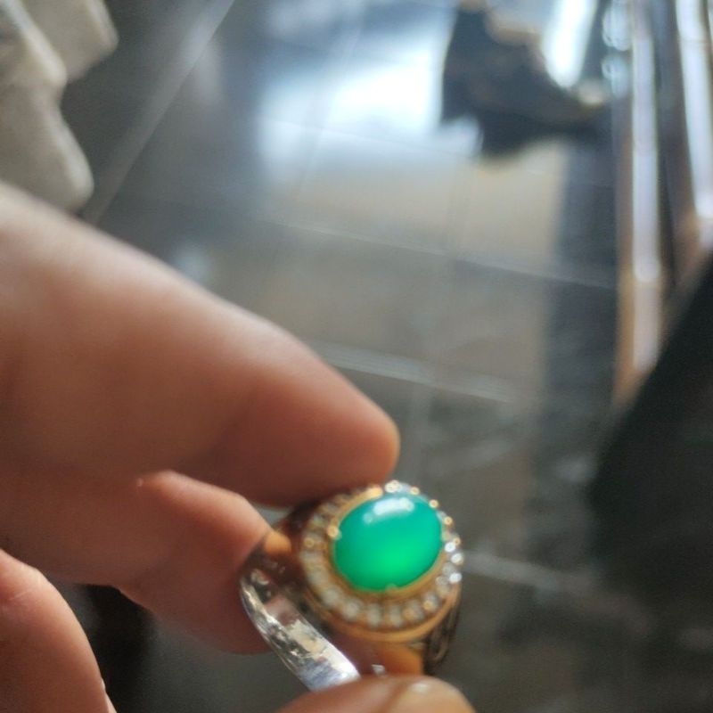 Batu bacan giwang ring perak