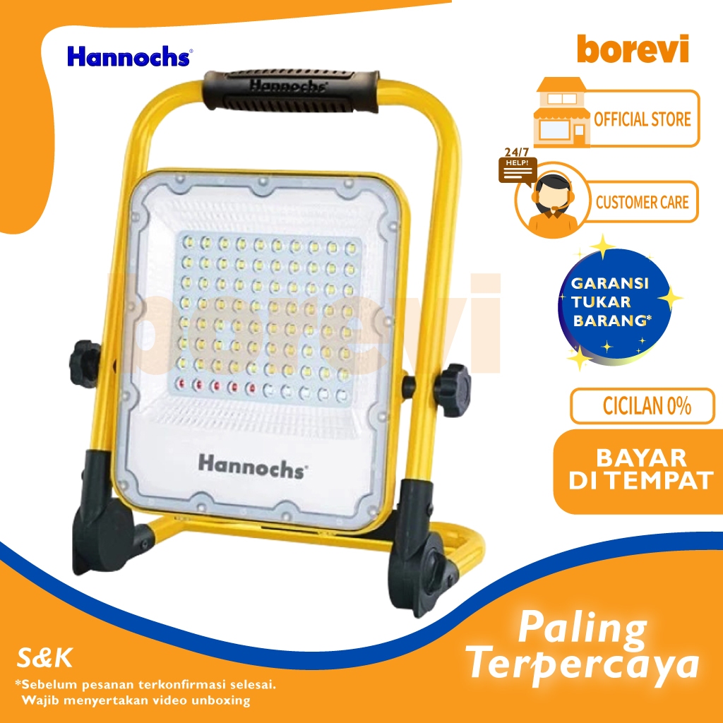 Hannochs 50w Led Worklight Lampu Sorot Kerja Putih 50 Watt Portable Emergency