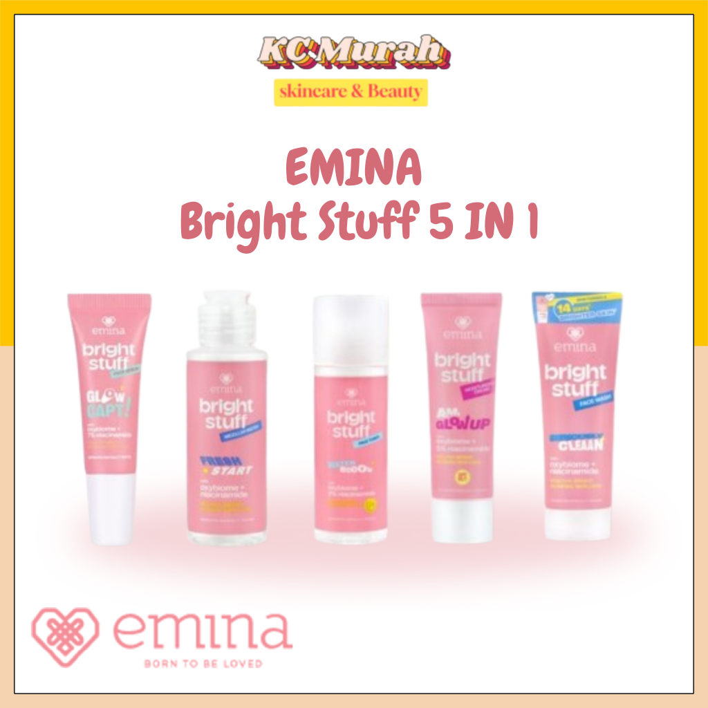 Emina Bright Stuf Paket 5pc Moisturizer + Serum + Face wash + Toner + Micelar