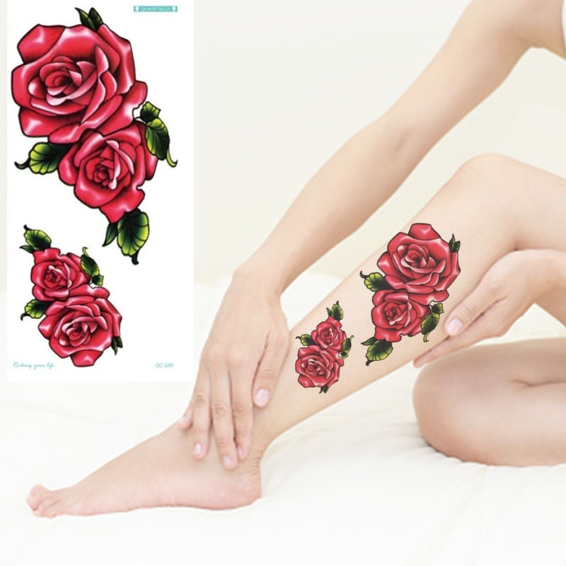 ZARIL TATO Tato Temporer Tato Temporary Seri QC-699 MODEL MAWAR PINK Anti Air Tahan 2-4 hari