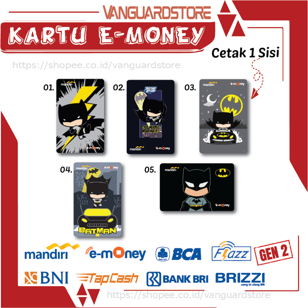 KARTU E MONEY E TOLL ANIME SUPERHERO BATMAN EMONEY MANDIRI FLAZZ BCA BNI TAPCASH BRIZZI BRI - 1SISI
