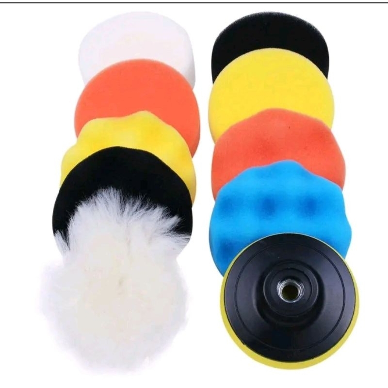 Set Busa Poles 11 Pcs 3 Inch Bodi Motor Mobil Kaca Mika Serbaguna Kumpon Detailing Bor Gerinda Cordl