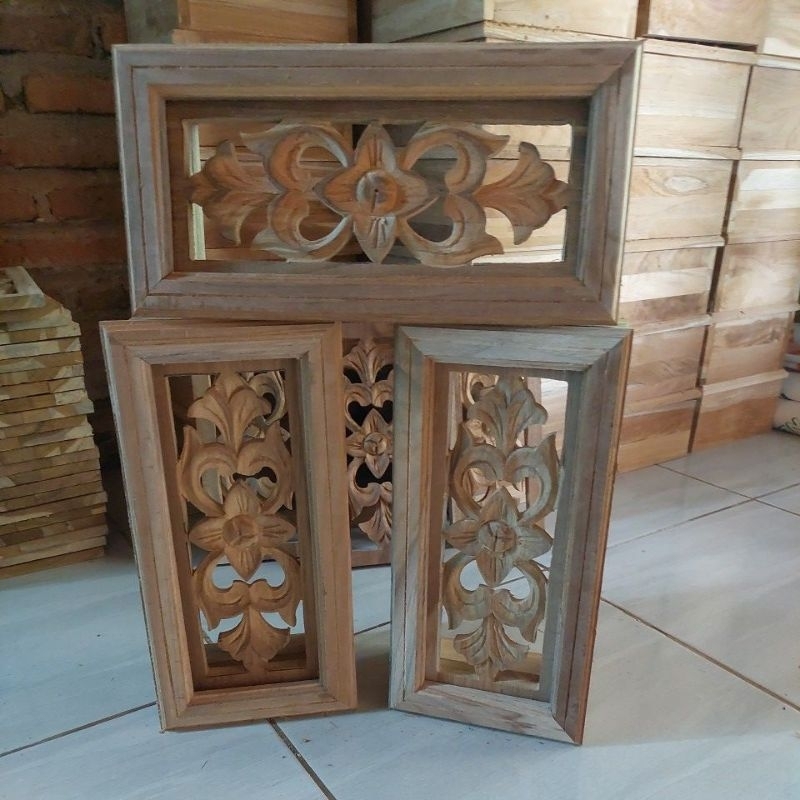 Loster Minimalis Kayu Jati Ukir Bunga